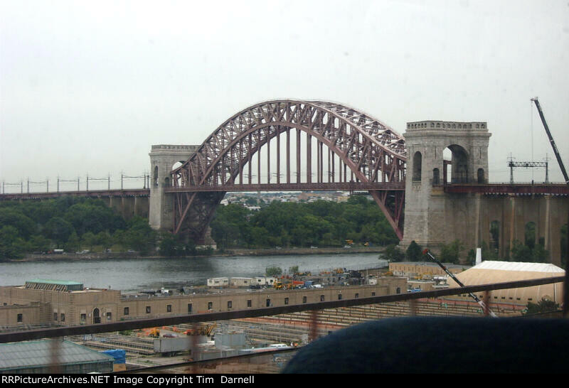 Hell Gate bridge, shot from an Amtrak train.